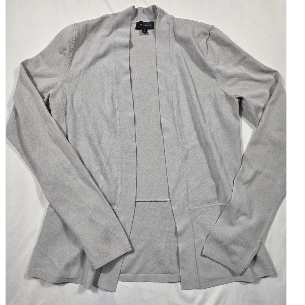 The Limited Womens Gray Open Front Cardigan Sweater Size M Lightweight Knit